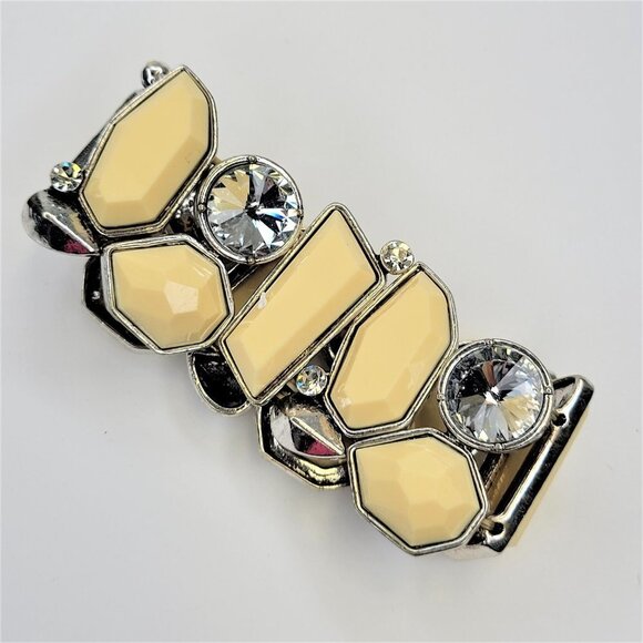 Cream Faceted Jewel Stone Stretch Bracelet - Picture 3 of 6